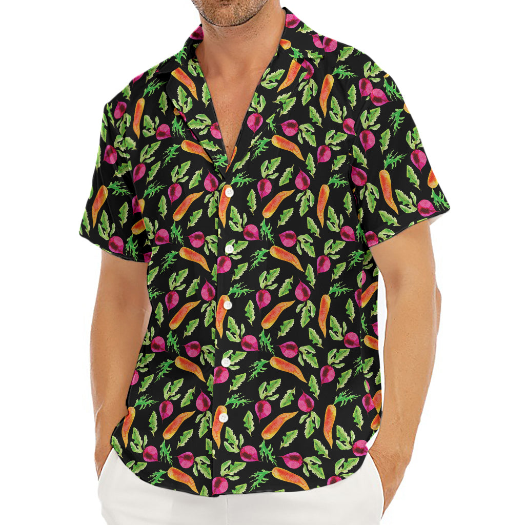 Watercolor Carrot And Radish Print Men's Deep V-Neck Shirt