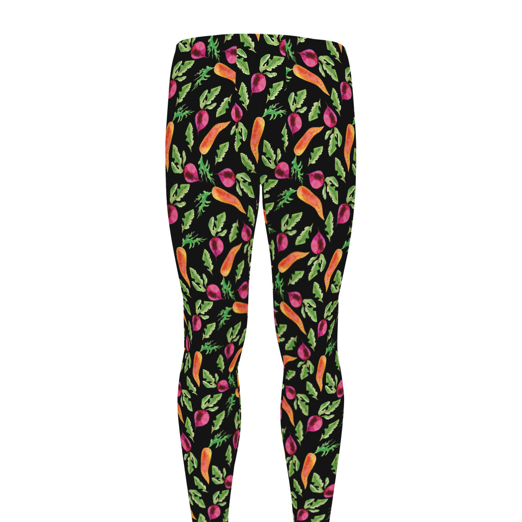 Watercolor Carrot And Radish Print Men's leggings