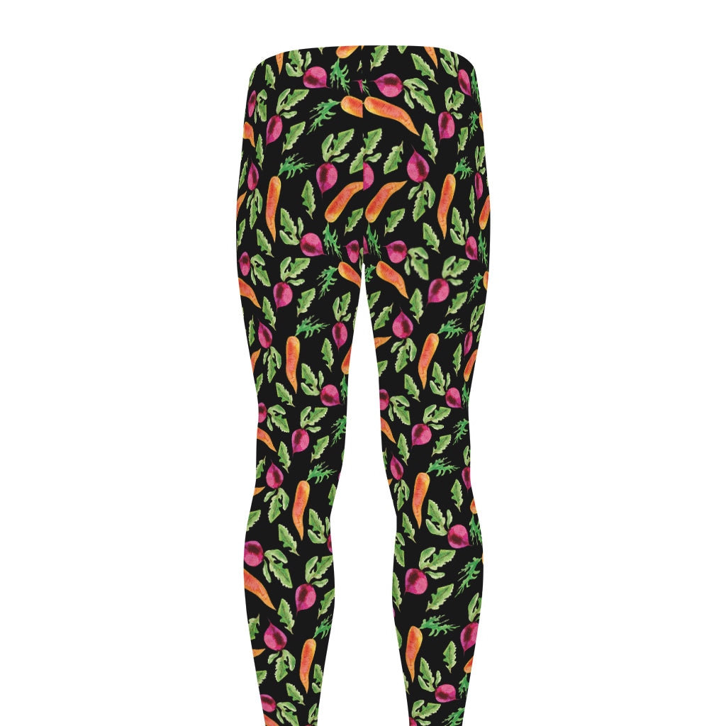 Watercolor Carrot And Radish Print Men's leggings