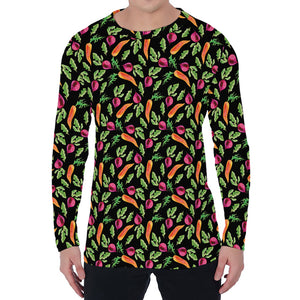 Watercolor Carrot And Radish Print Men's Long Sleeve T-Shirt