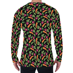 Watercolor Carrot And Radish Print Men's Long Sleeve T-Shirt