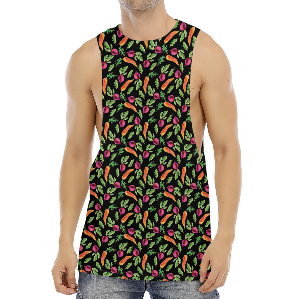 Watercolor Carrot And Radish Print Men's Muscle Tank Top