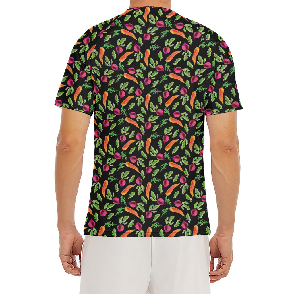 Watercolor Carrot And Radish Print Men's Short Sleeve Rash Guard