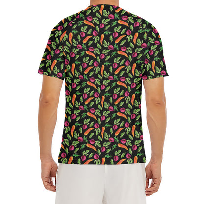Watercolor Carrot And Radish Print Men's Short Sleeve Rash Guard