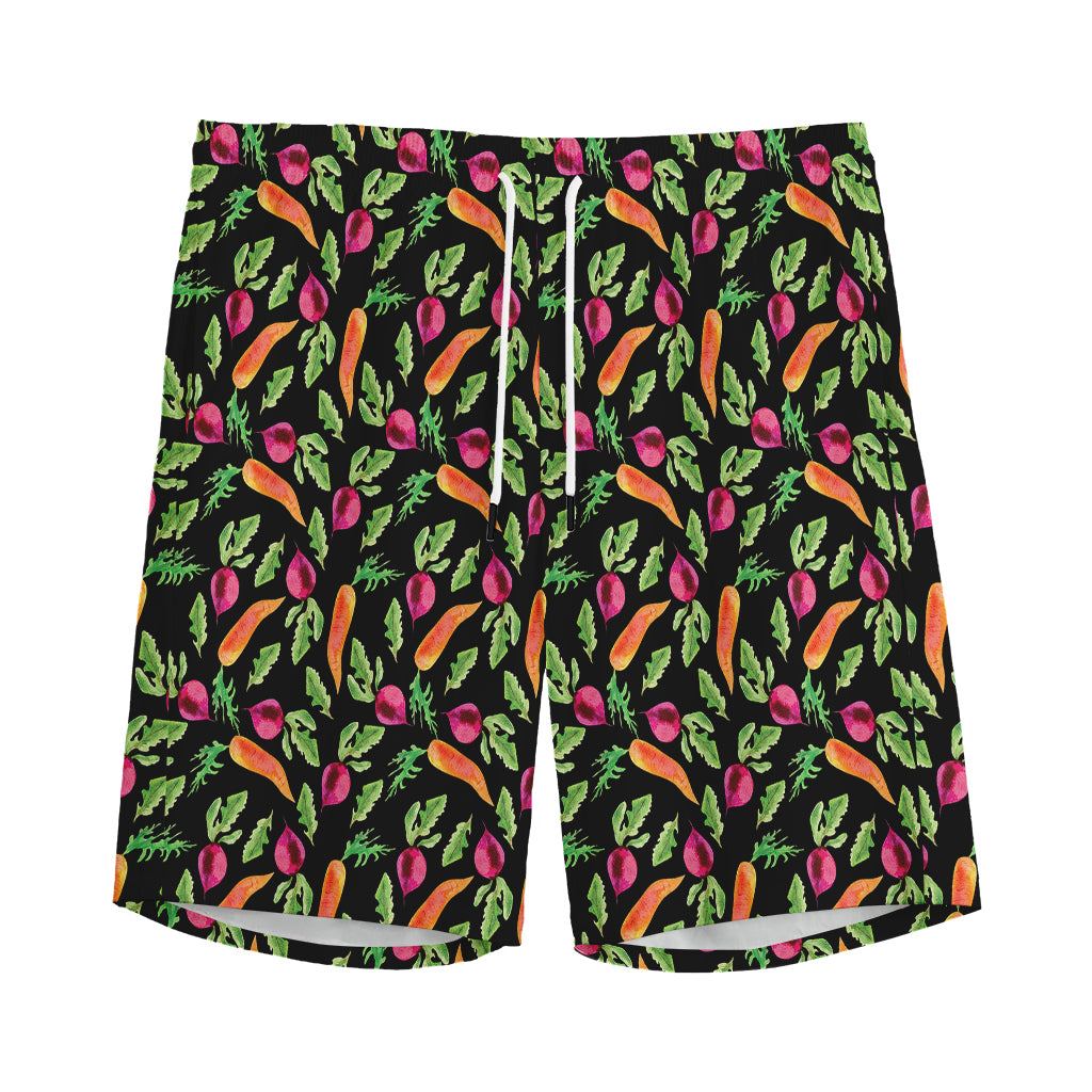 Watercolor Carrot And Radish Print Men's Sports Shorts