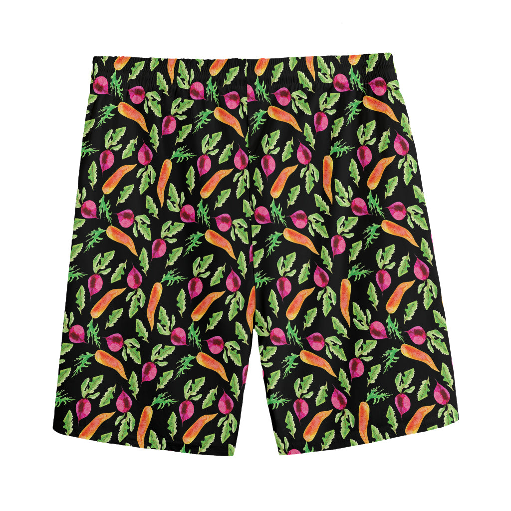 Watercolor Carrot And Radish Print Men's Sports Shorts