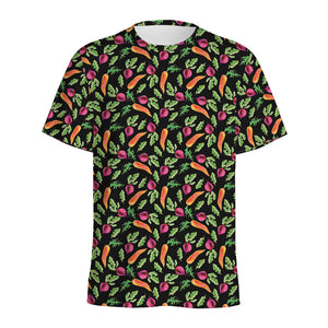 Watercolor Carrot And Radish Print Men's Sports T-Shirt