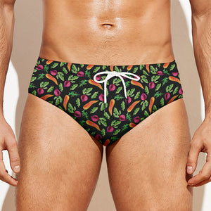 Watercolor Carrot And Radish Print Men's Swim Briefs