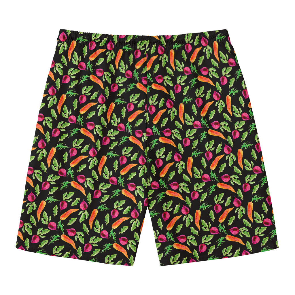 Watercolor Carrot And Radish Print Men's Swim Trunks