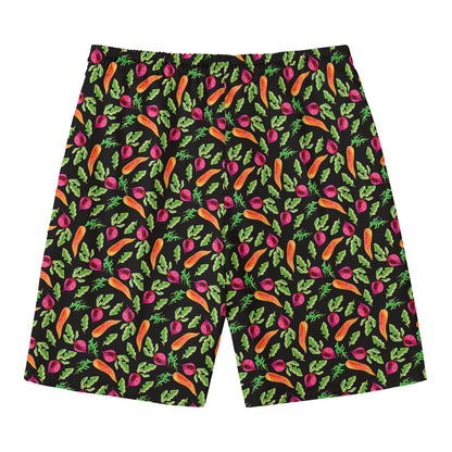 Watercolor Carrot And Radish Print Men's Swim Trunks