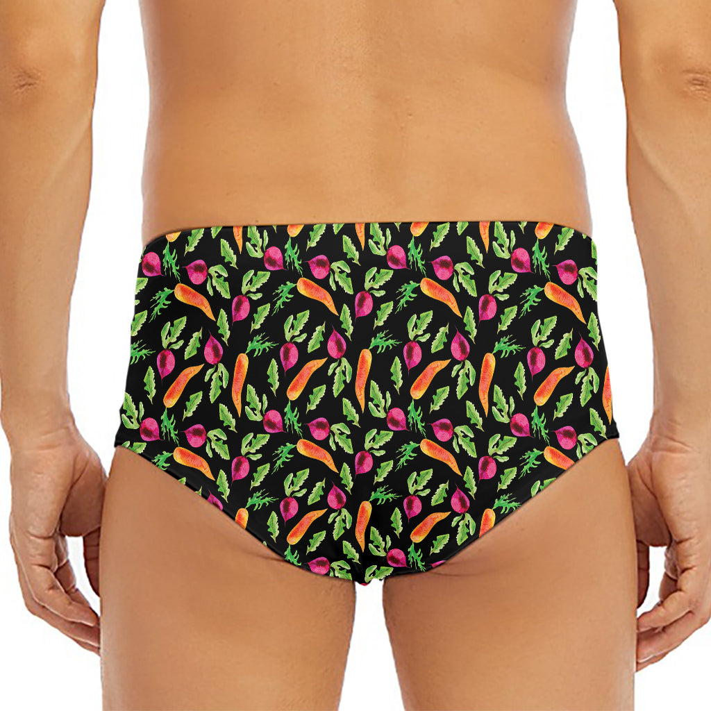 Watercolor Carrot And Radish Print Men's Triangle Swim Briefs