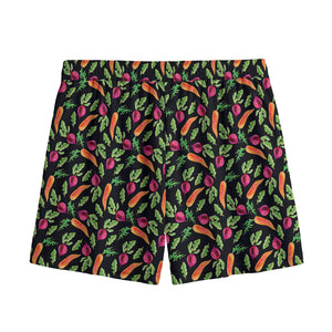 Watercolor Carrot And Radish Print Mesh Shorts