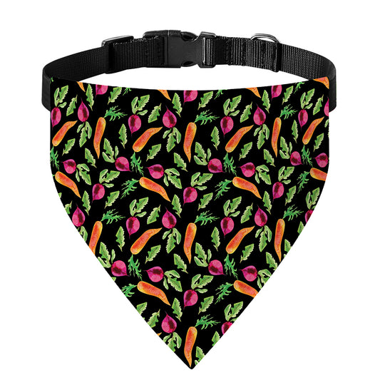 Watercolor Carrot And Radish Print Over The Collar Dog Bandana