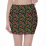 Watercolor Carrot And Radish Print Pencil Mini Skirt