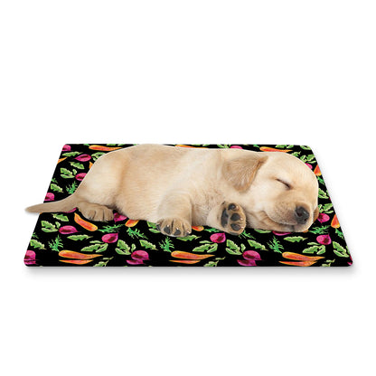 Watercolor Carrot And Radish Print Pet Cooling Mat Cover