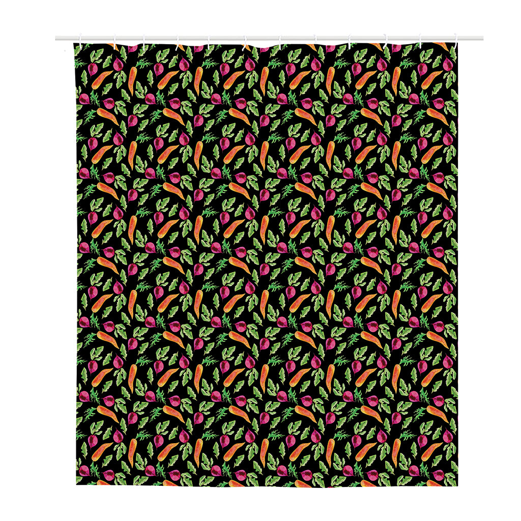 Watercolor Carrot And Radish Print Polyester Shower Curtain
