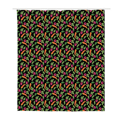 Watercolor Carrot And Radish Print Polyester Shower Curtain