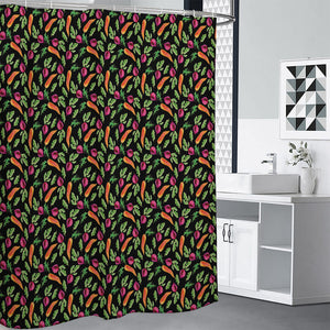 Watercolor Carrot And Radish Print Premium Shower Curtain