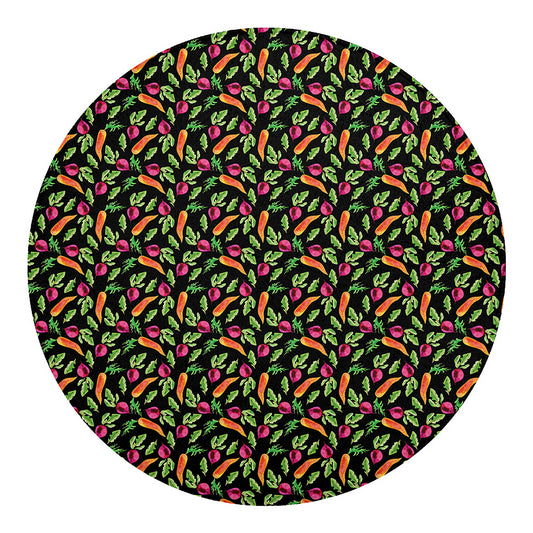 Watercolor Carrot And Radish Print Round Blanket