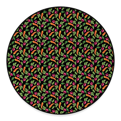 Watercolor Carrot And Radish Print Round Floor Mat
