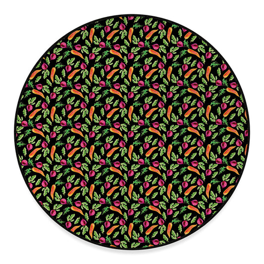 Watercolor Carrot And Radish Print Round Floor Mat