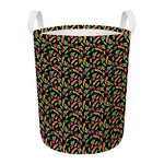 Watercolor Carrot And Radish Print Round Laundry Basket