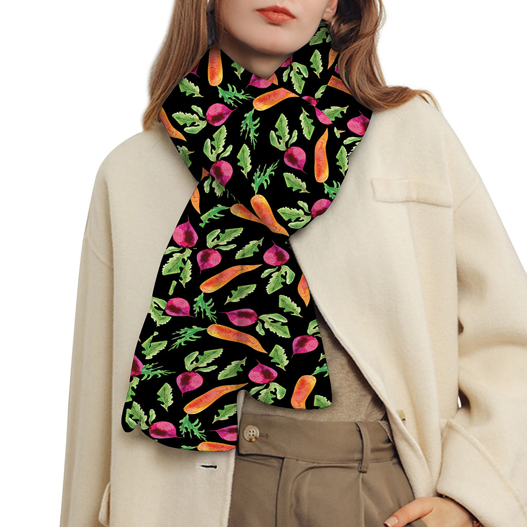 Watercolor Carrot And Radish Print Scarf