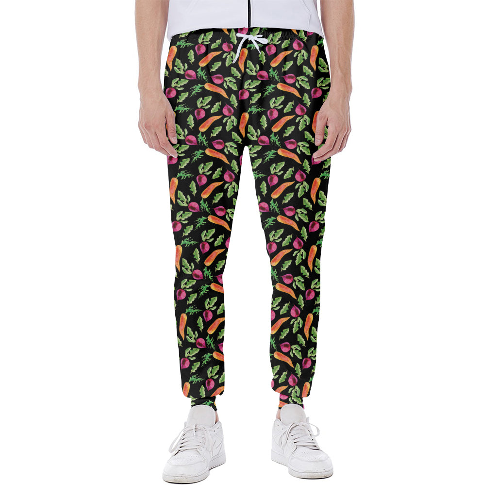 Watercolor Carrot And Radish Print Scuba Joggers