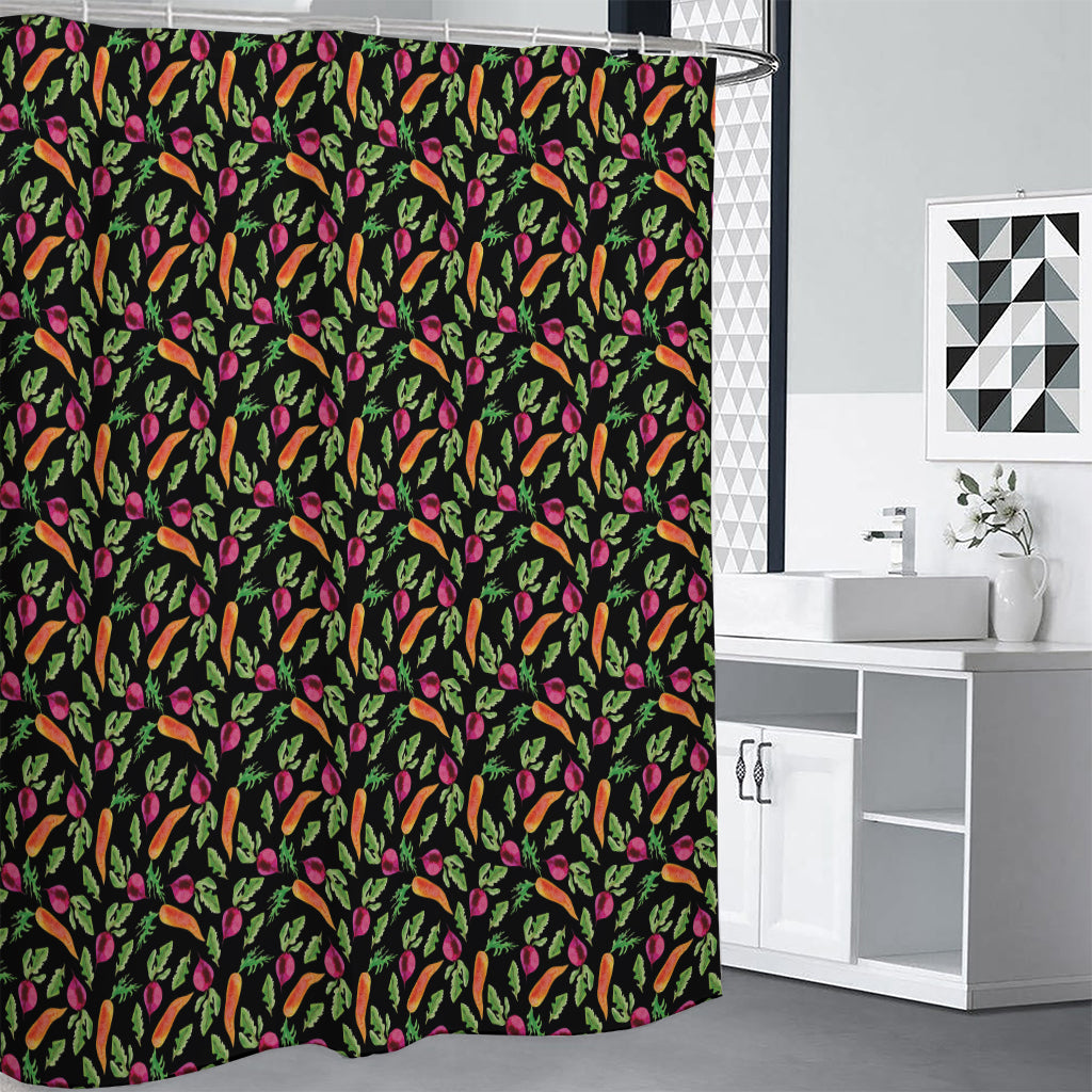 Watercolor Carrot And Radish Print Shower Curtain