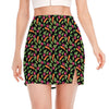 Watercolor Carrot And Radish Print Side Slit Mini Skirt