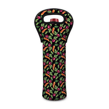 Watercolor Carrot And Radish Print Single Neoprene Wine Tote