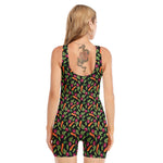 Watercolor Carrot And Radish Print Sleeveless One Piece Swimsuit