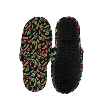 Watercolor Carrot And Radish Print Slippers
