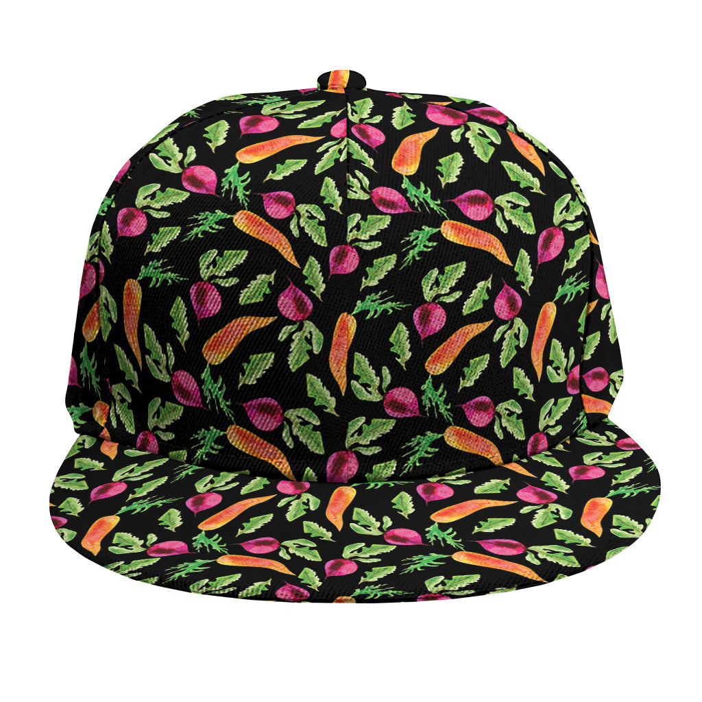 Watercolor Carrot And Radish Print Snapback Cap