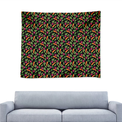 Watercolor Carrot And Radish Print Tapestry