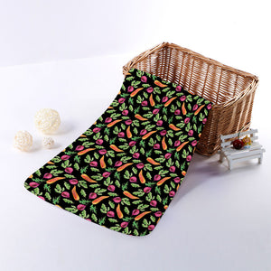 Watercolor Carrot And Radish Print Towel