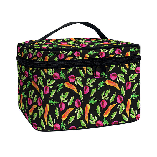 Watercolor Carrot And Radish Print Travel Makeup Bag
