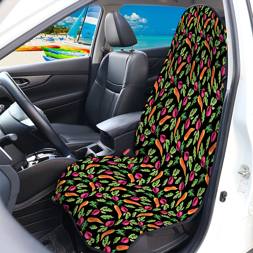 Watercolor Carrot And Radish Print Waterproof Car Seat Cover