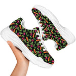 Watercolor Carrot And Radish Print White Chunky Shoes