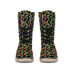 Watercolor Carrot And Radish Print Winter Boots