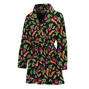 Watercolor Carrot And Radish Print Women's Bathrobe