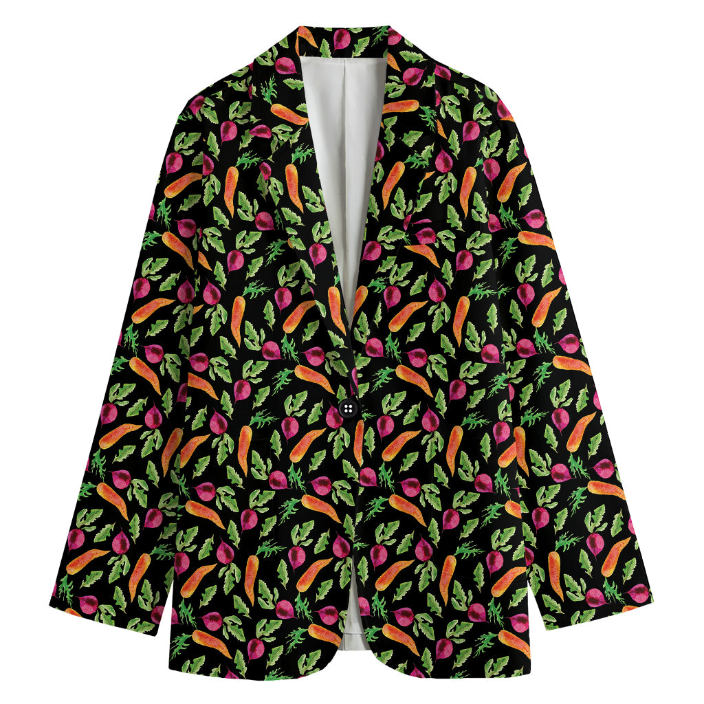 Watercolor Carrot And Radish Print Women's Blazer