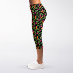 Watercolor Carrot And Radish Print Women's Capri Leggings
