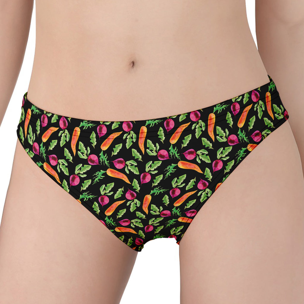 Watercolor Carrot And Radish Print Women's Panties