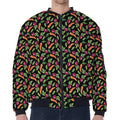 Watercolor Carrot And Radish Print Zip Sleeve Bomber Jacket