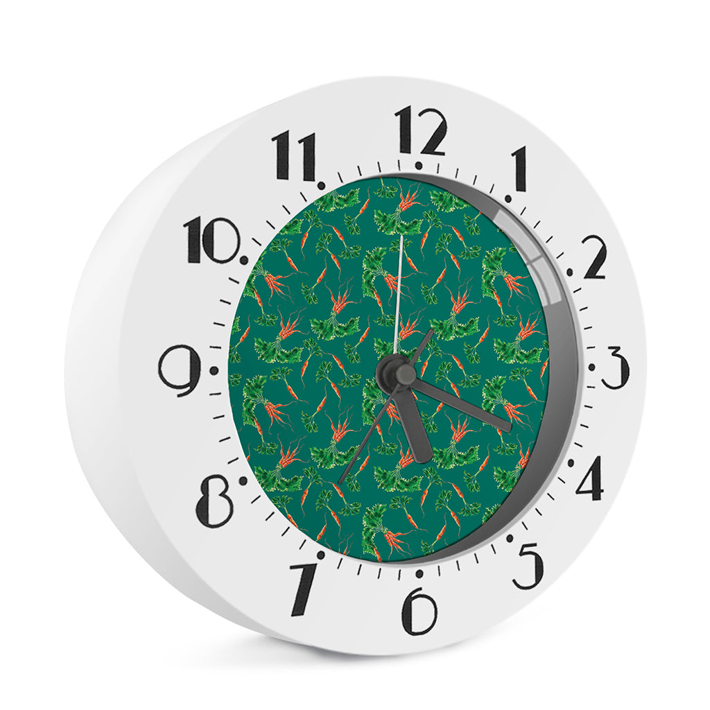 Watercolor Carrot Pattern Print Alarm Clock
