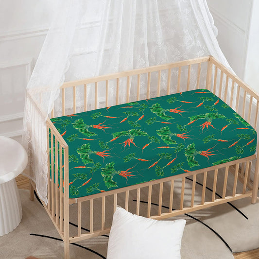 Watercolor Carrot Pattern Print Baby Crib Sheet
