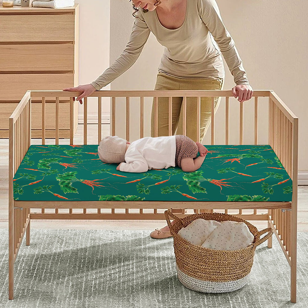 Watercolor Carrot Pattern Print Baby Crib Sheet