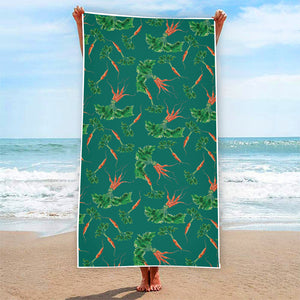 Watercolor Carrot Pattern Print Beach Towel