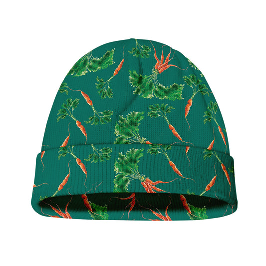 Watercolor Carrot Pattern Print Beanie